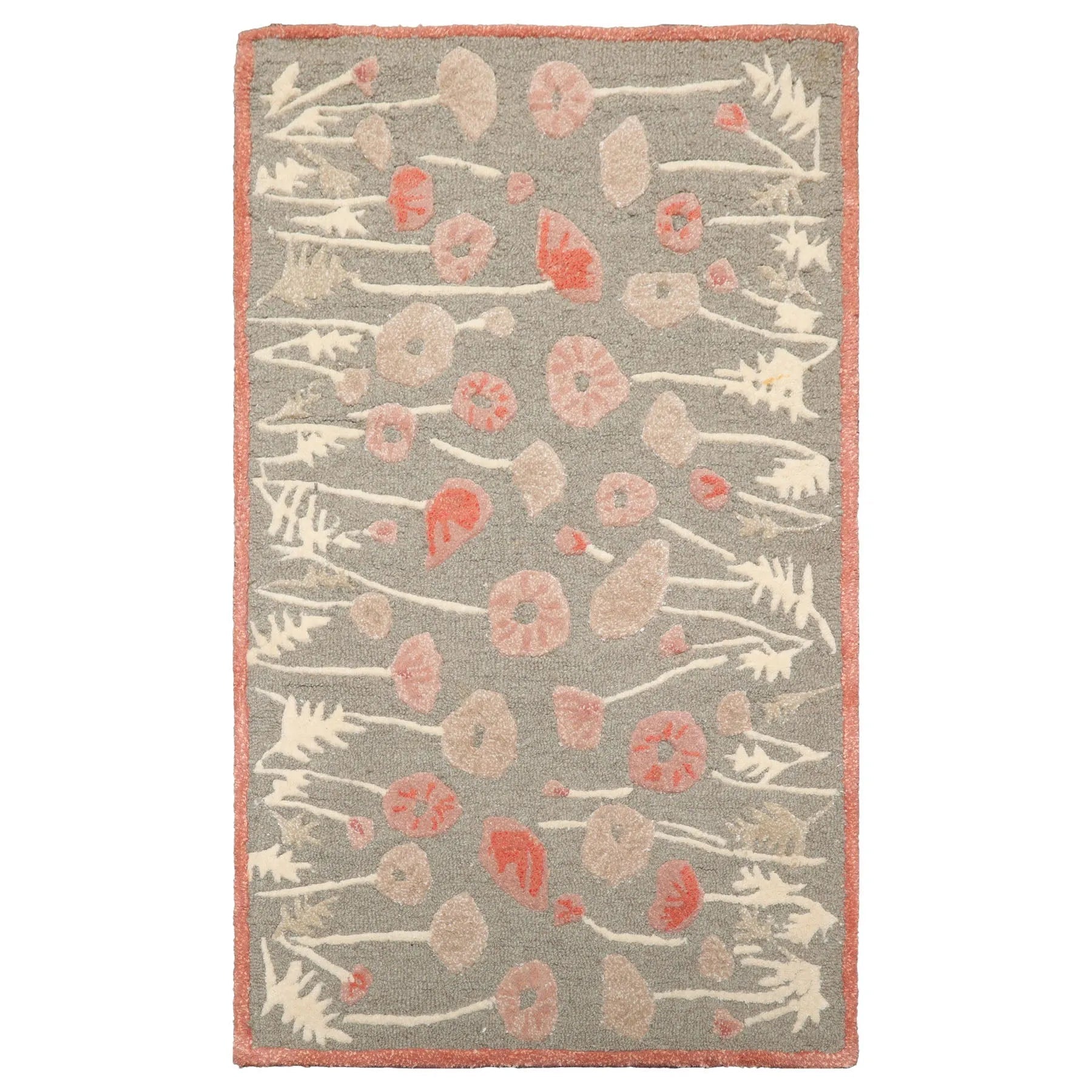 LoomBloom Multi Size Gray Beige Hand Tufted Contemporary Floral Wool and Faux Silk Oriental Area Rug-1