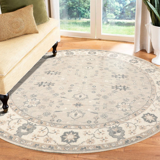 LoomBloom Multi Size Taupe Hand Tufted Traditional Agra Wool Oriental Area Rug-0
