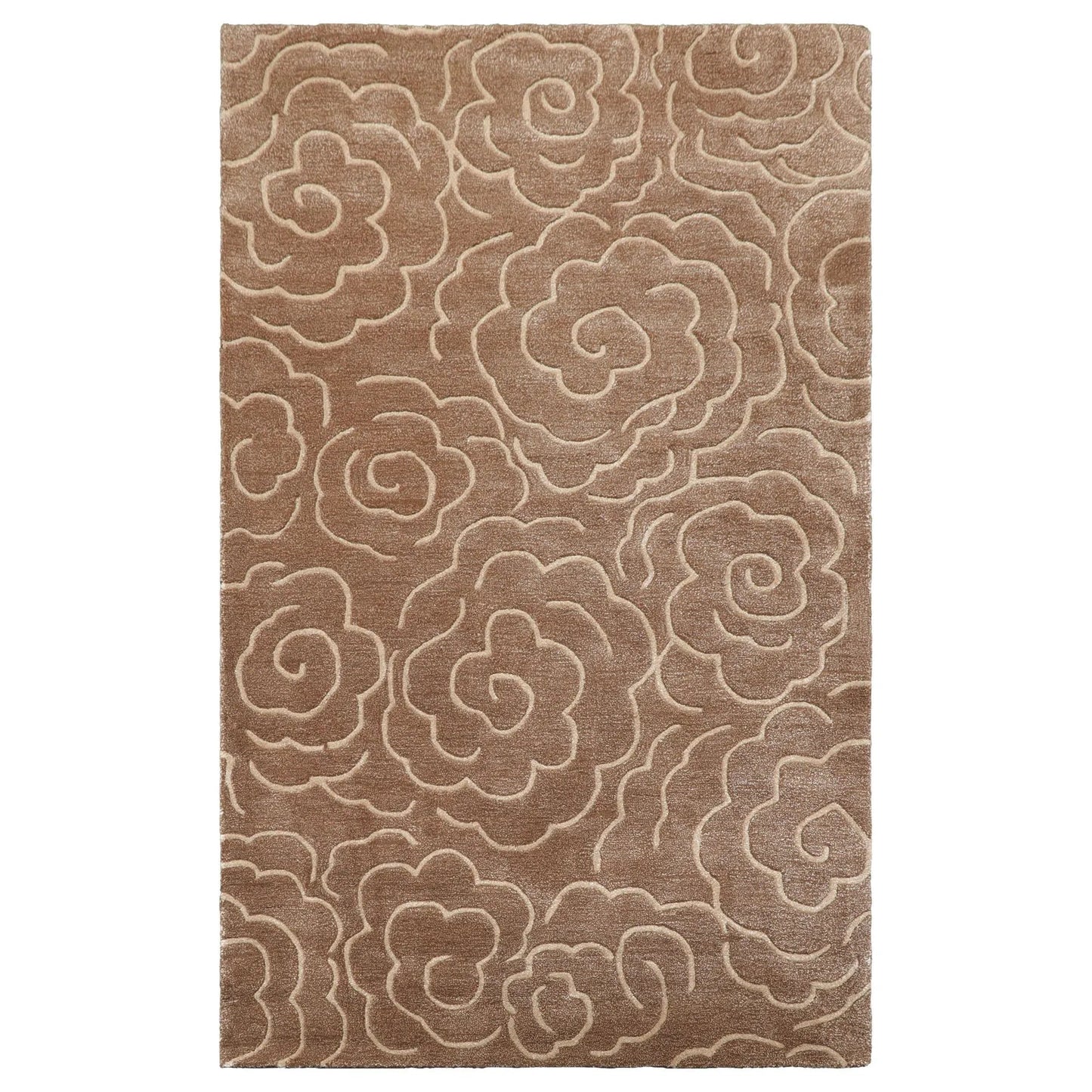 LoomBloom Multi Size Brown Hand Tufted Contemporary Floral Wool and Faux Silk Oriental Area Rug-3