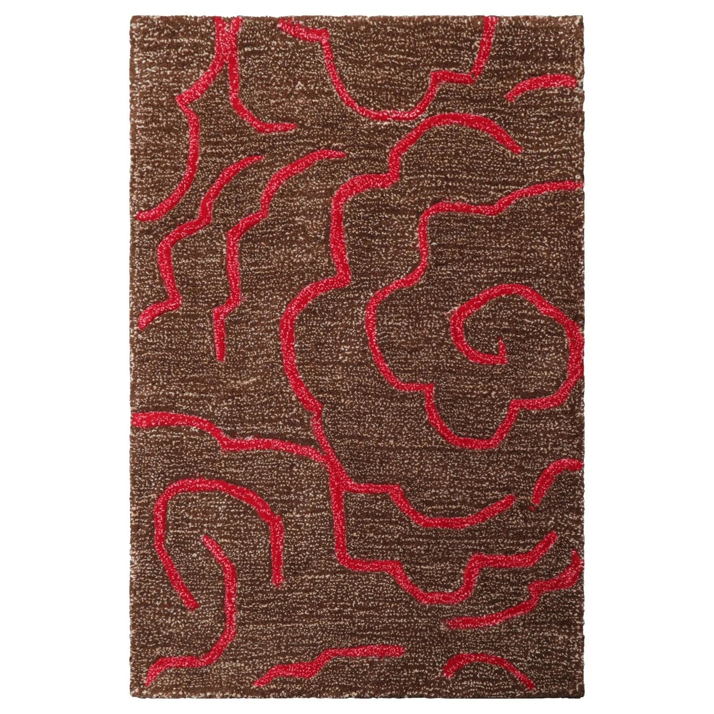 LoomBloom Multi Size Brown Hand Tufted Contemporary Wool and Faux Silk Oriental Area Rug-1