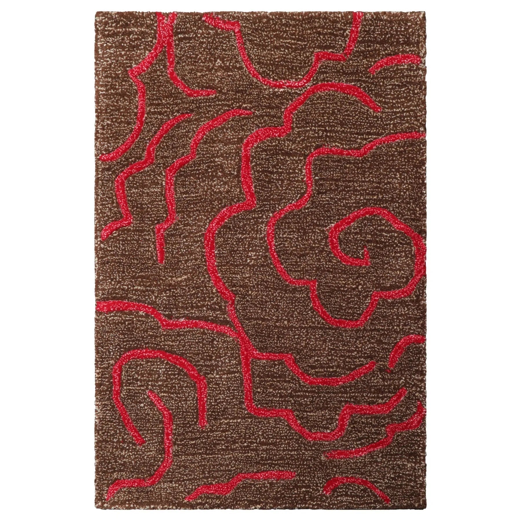 LoomBloom Multi Size Brown Hand Tufted Contemporary Wool and Faux Silk Oriental Area Rug-1