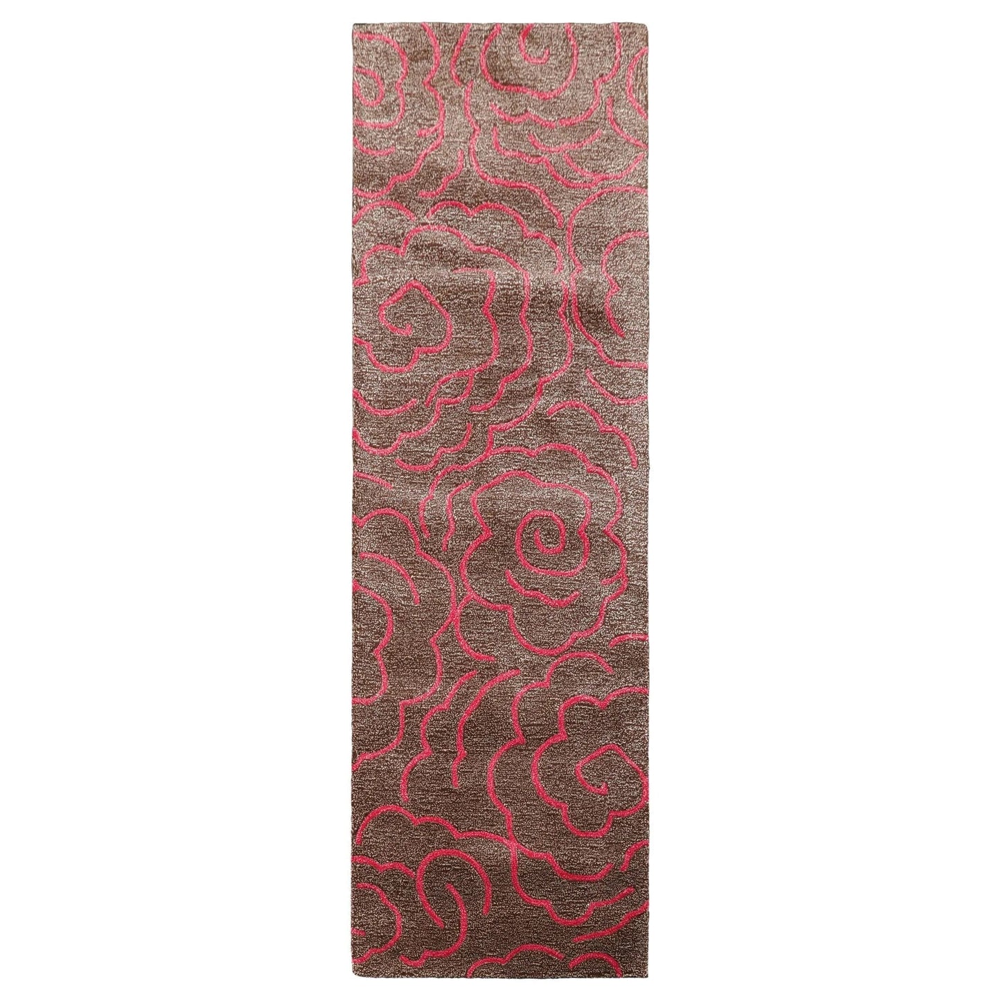LoomBloom Multi Size Brown Hand Tufted Contemporary Wool and Faux Silk Oriental Area Rug-2