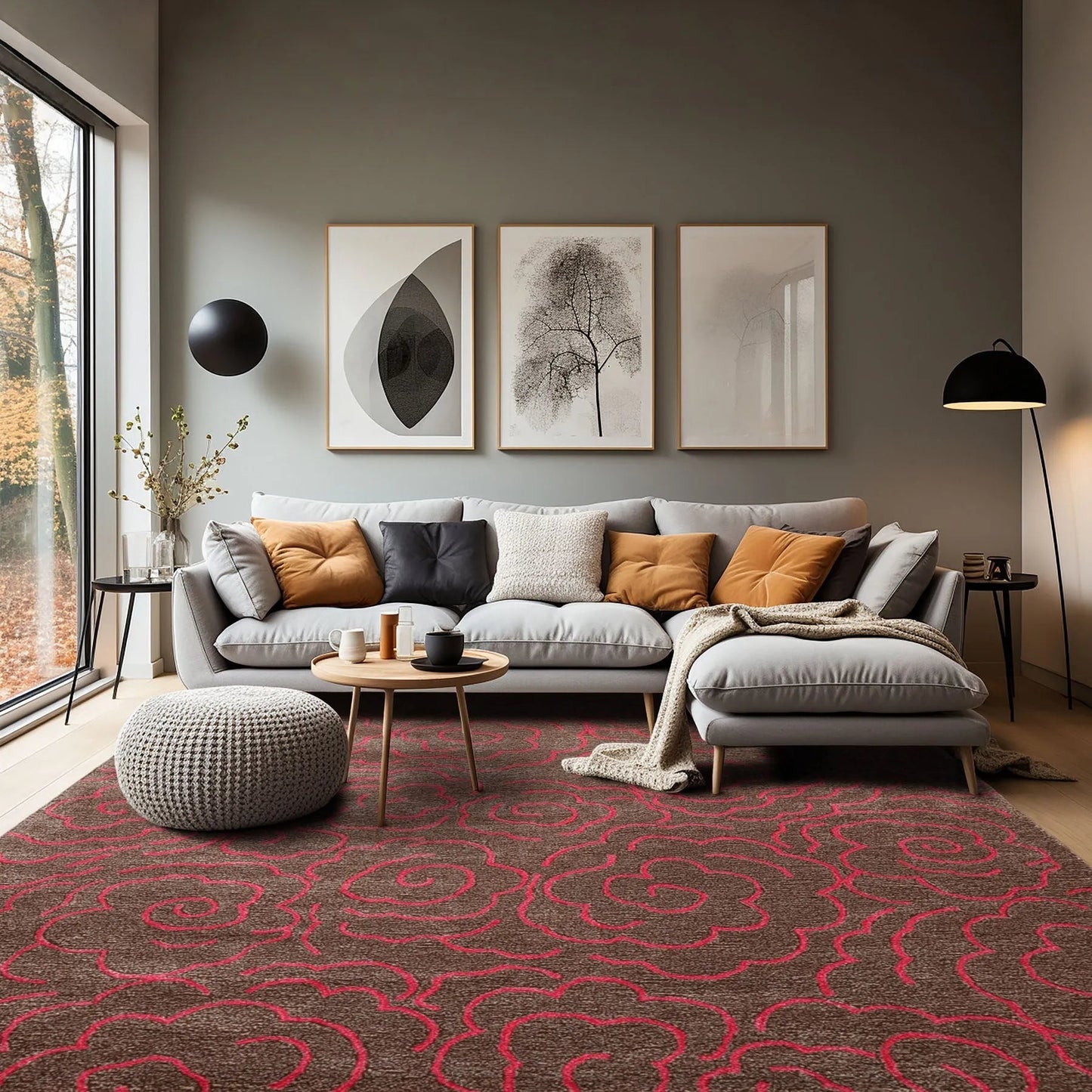 LoomBloom Multi Size Brown Hand Tufted Contemporary Wool and Faux Silk Oriental Area Rug-0