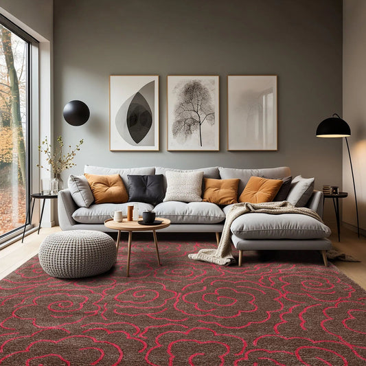 LoomBloom Multi Size Brown Hand Tufted Contemporary Wool and Faux Silk Oriental Area Rug-0
