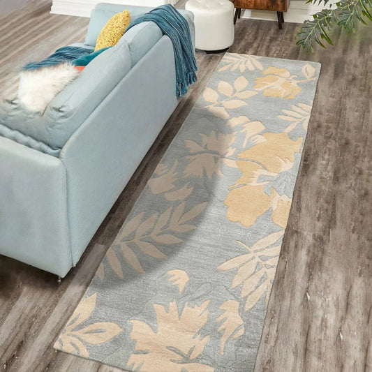 LoomBloom Multi Size Gray Hand Tufted Transitional Floral Wool and Faux Silk Oriental Area Rug-0