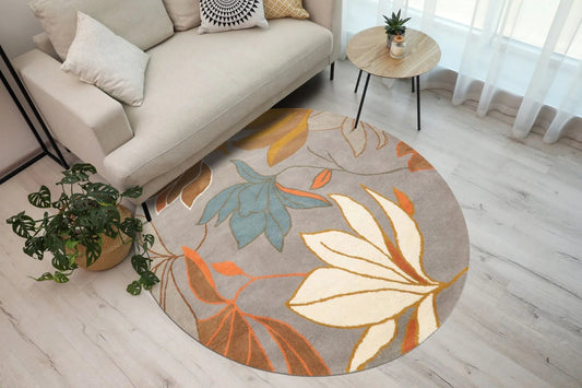 LoomBloom Multi Size Gray Hand Tufted Contemporary Floral Wool Oriental Area Rug-0