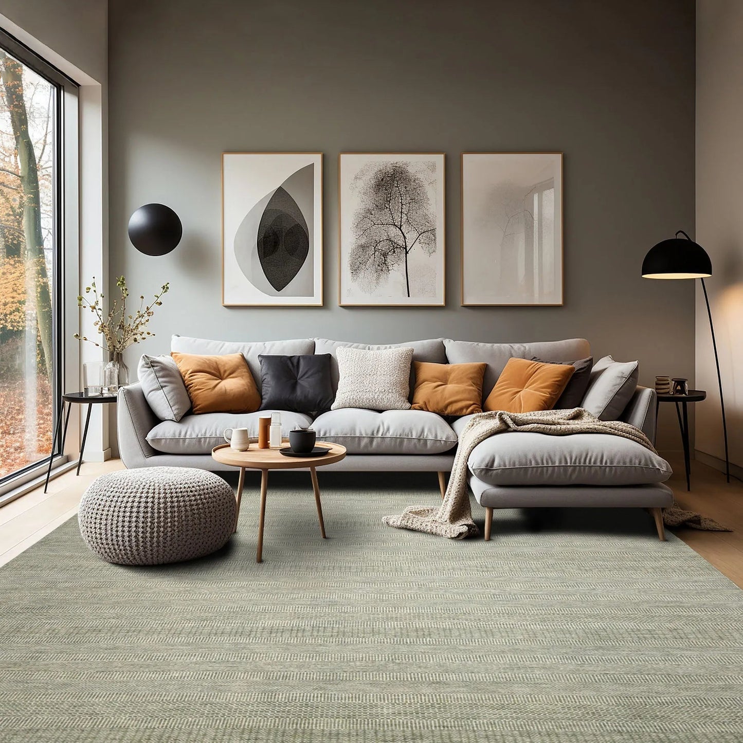LoomBloom Multi Sizes Sage Hand Knotted Contemporary  Tibetan Geometric Wool & Bamboo Silk  Oriental Area Rug-0