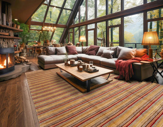 LoomBloom 8'10''x12' Gold Hand Knotted Contemporary Tibetan Silk & Hemp Oriental Area Rug-0