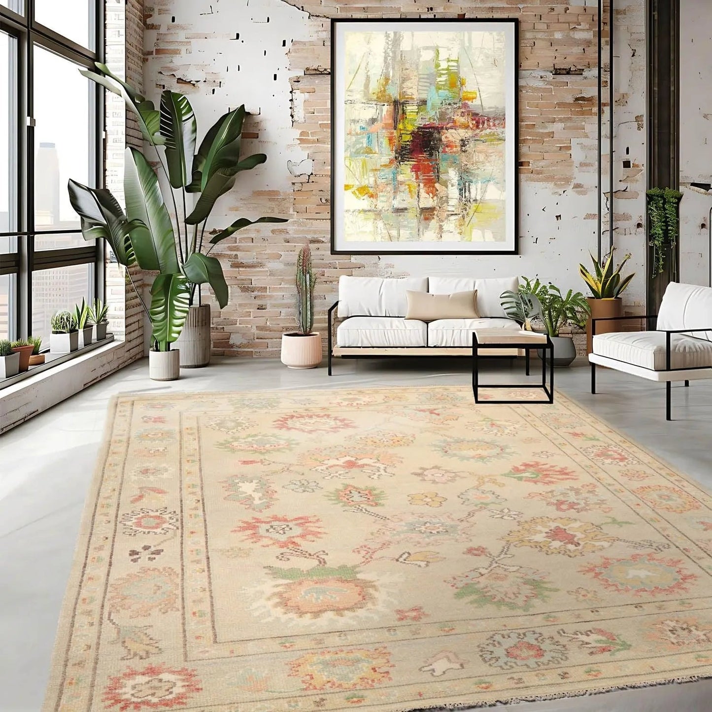 LoomBloom Multi Size Beige Hand Knotted Arts & Crafts/Mission Oushak Wool Oriental Area Rug-0