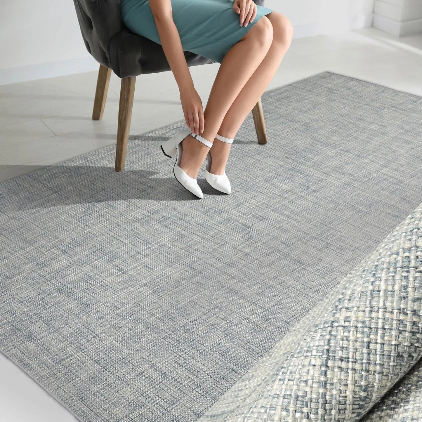 LoomBloom Multi Sizes Slate Hand Woven Contemporary Textured 80% Wool & 20% Nylon Oriental Area Rug-0