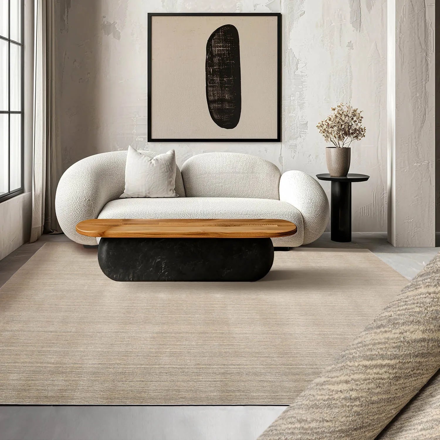 LoomBloom Multi Sizes Beige Hand Woven Contemporary Textured New Zealand Wool Oriental Area Rug-0