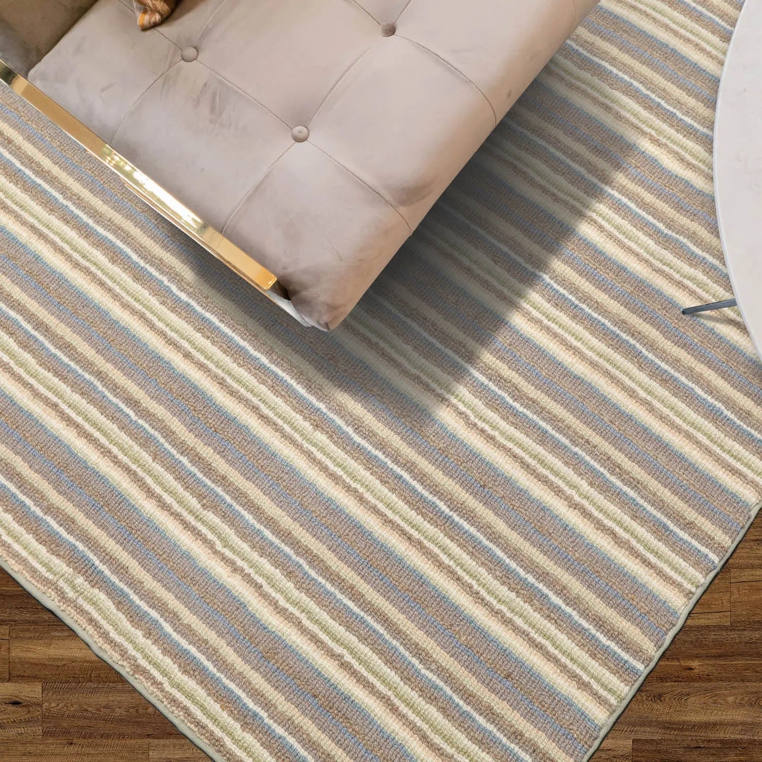 LoomBloom Multi Sizes Ivory Hand Woven Contemporary Striped New Zealand Wool Oriental Area Rug-0