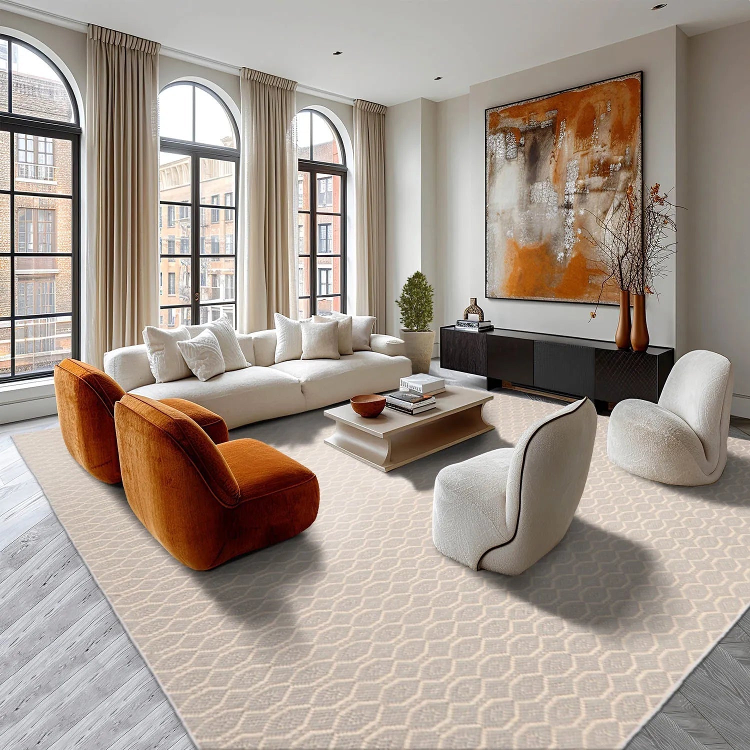 LoomBloom Multi Sizes Gray Hand Woven Flatweave Contemporary Geometric 100% New Zealand Wool Oriental Area  Rug-1
