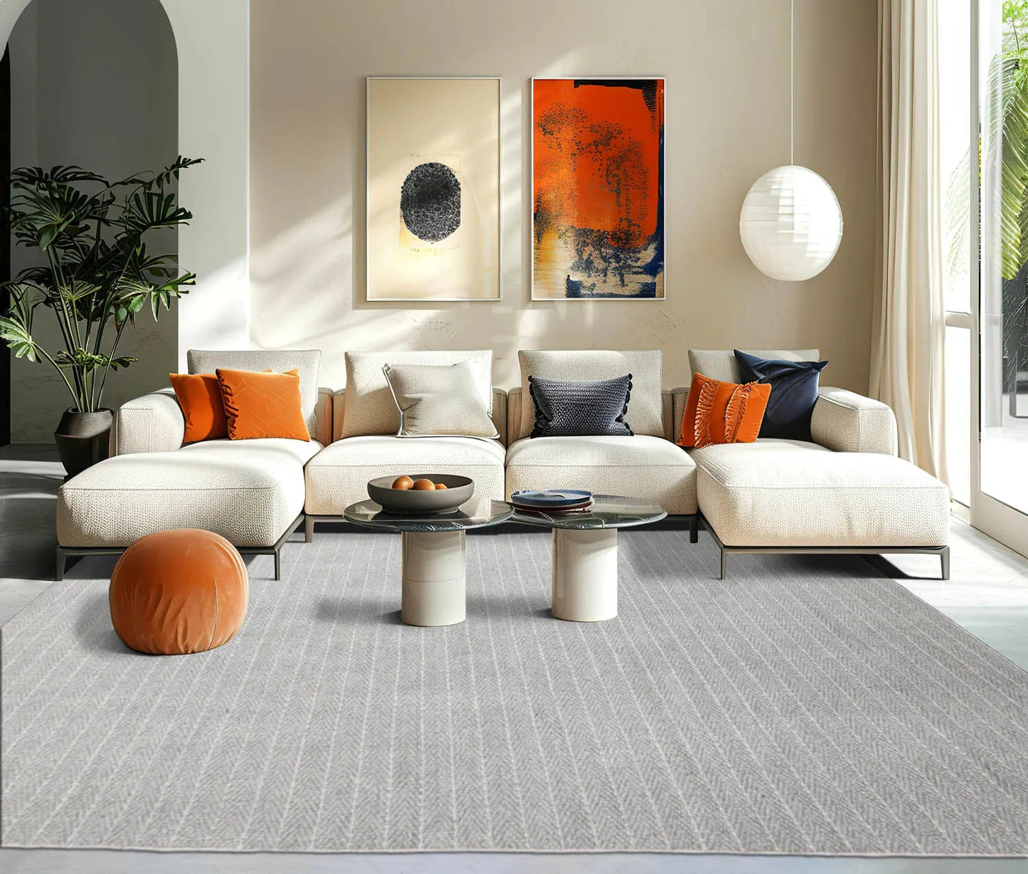 LoomBloom Multi Size Ash Gray Hand Tufted Contemporary Berber Herringbone 100% New Zealand Wool Oriental Area Rug-1