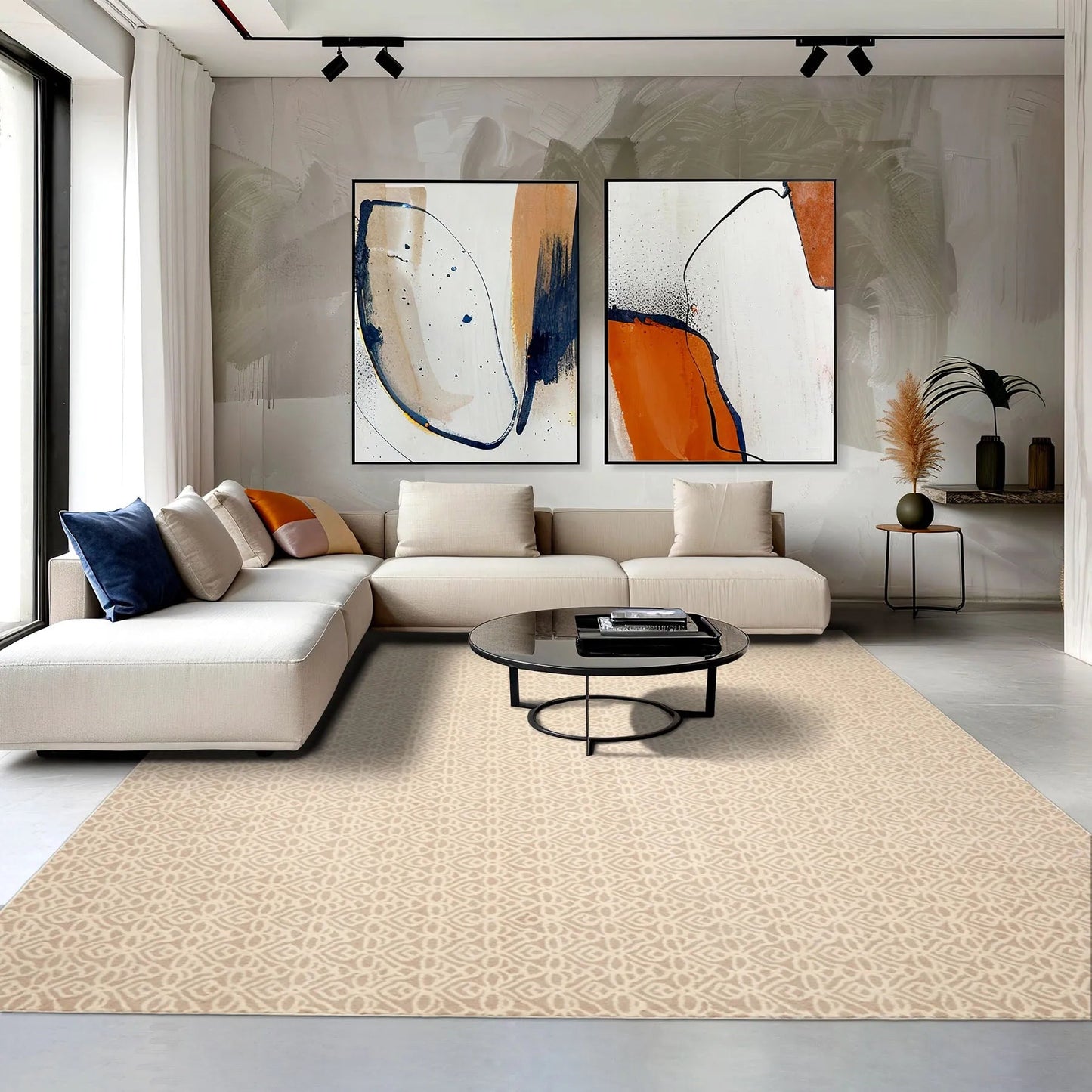 LoomBloom Multi Size Ivory Hand Tufted Modern Geometric  New Zealand Wool  Oriental Area Rug-1