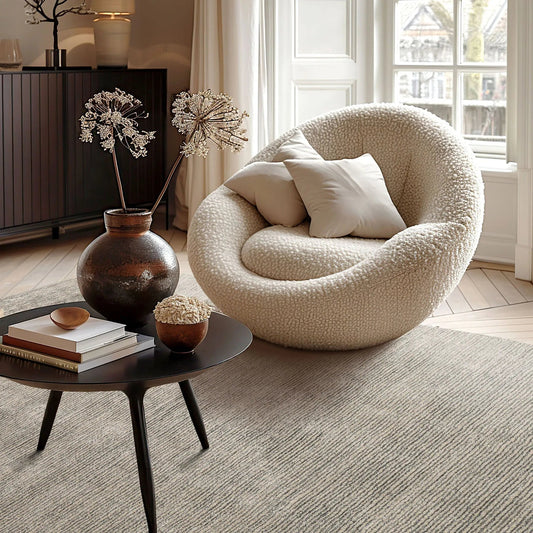 LoomBloom Multi Size Beige Hand Tufted Contemporary Textured Ribbed New Zealand Wool  Oriental Area Rug-0