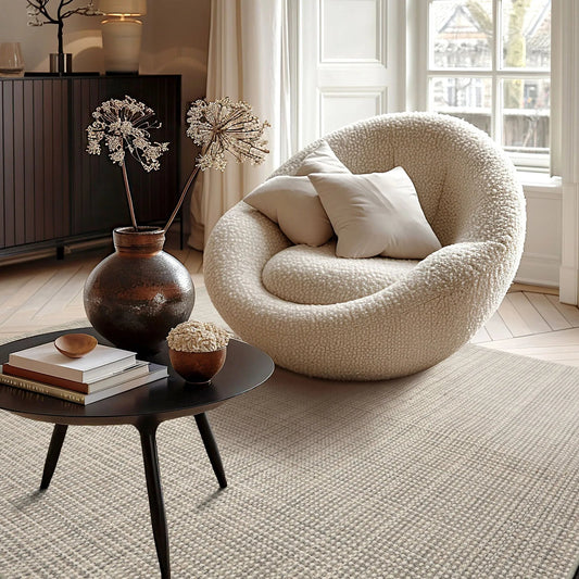 LoomBloom Multi Size Beige Hand Woven Contemporary Textured Flatweave New Zealand Wool  Oriental Area Rug-0