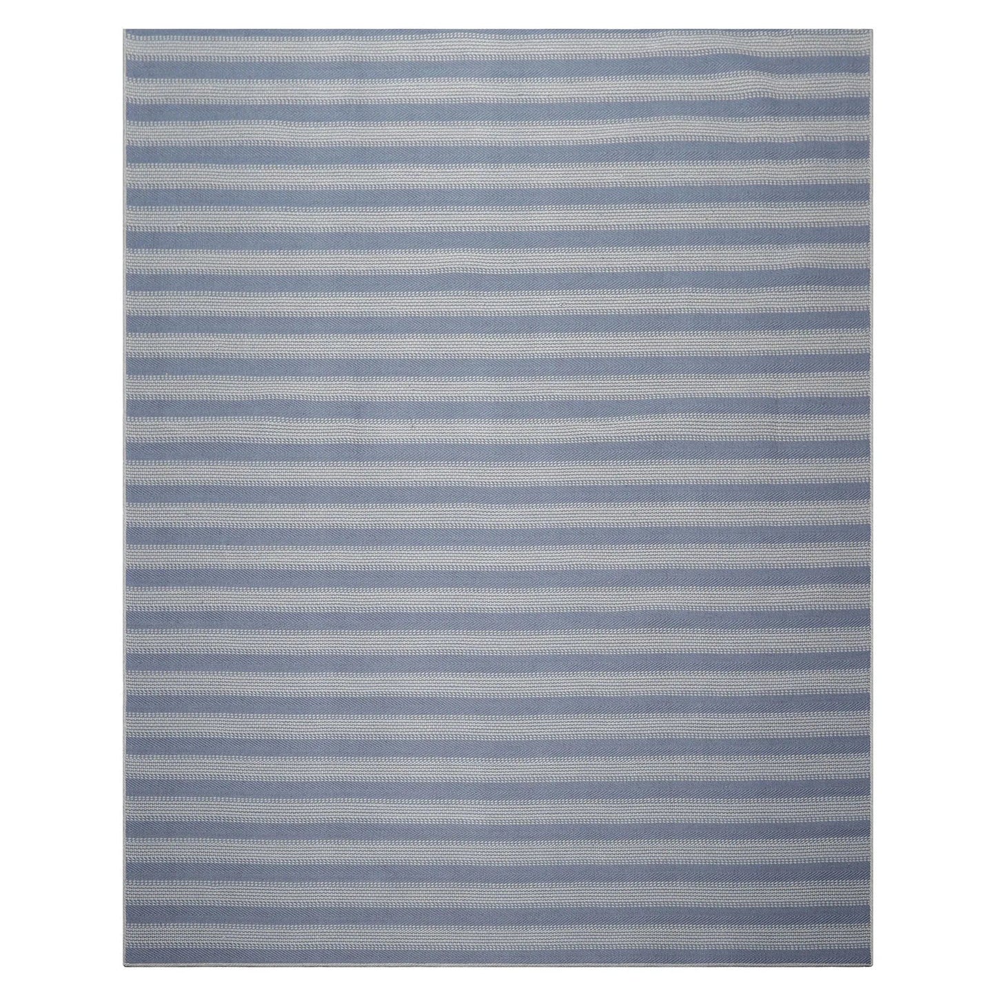 LoomBloom Multi Size Tone on Tone Blue Hand Woven Striped Modern Herringbone  New Zealand Wool Oriental Area Rug-3
