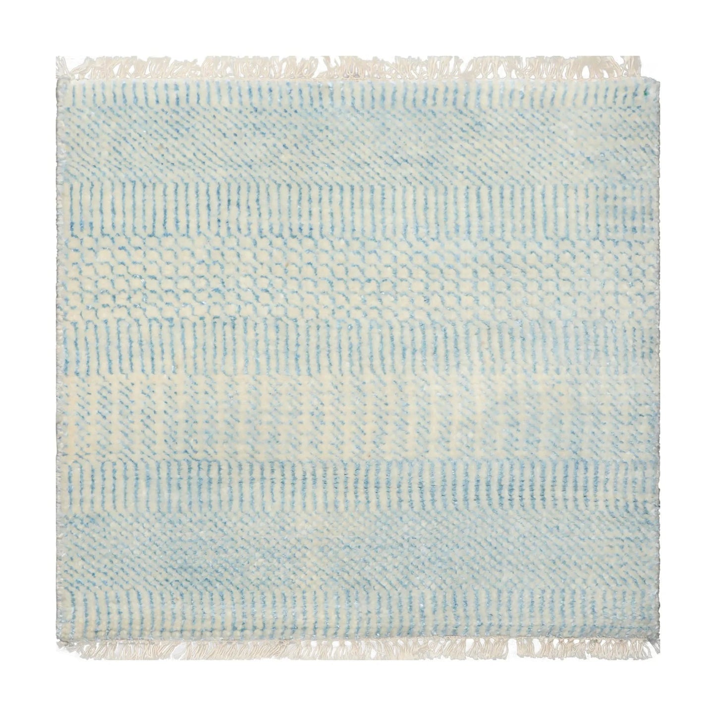 2'x2' Ivory Hand Knotted Tibetan Modern Abstract Wool and Bamboo Silk Oriental Area Rug-0