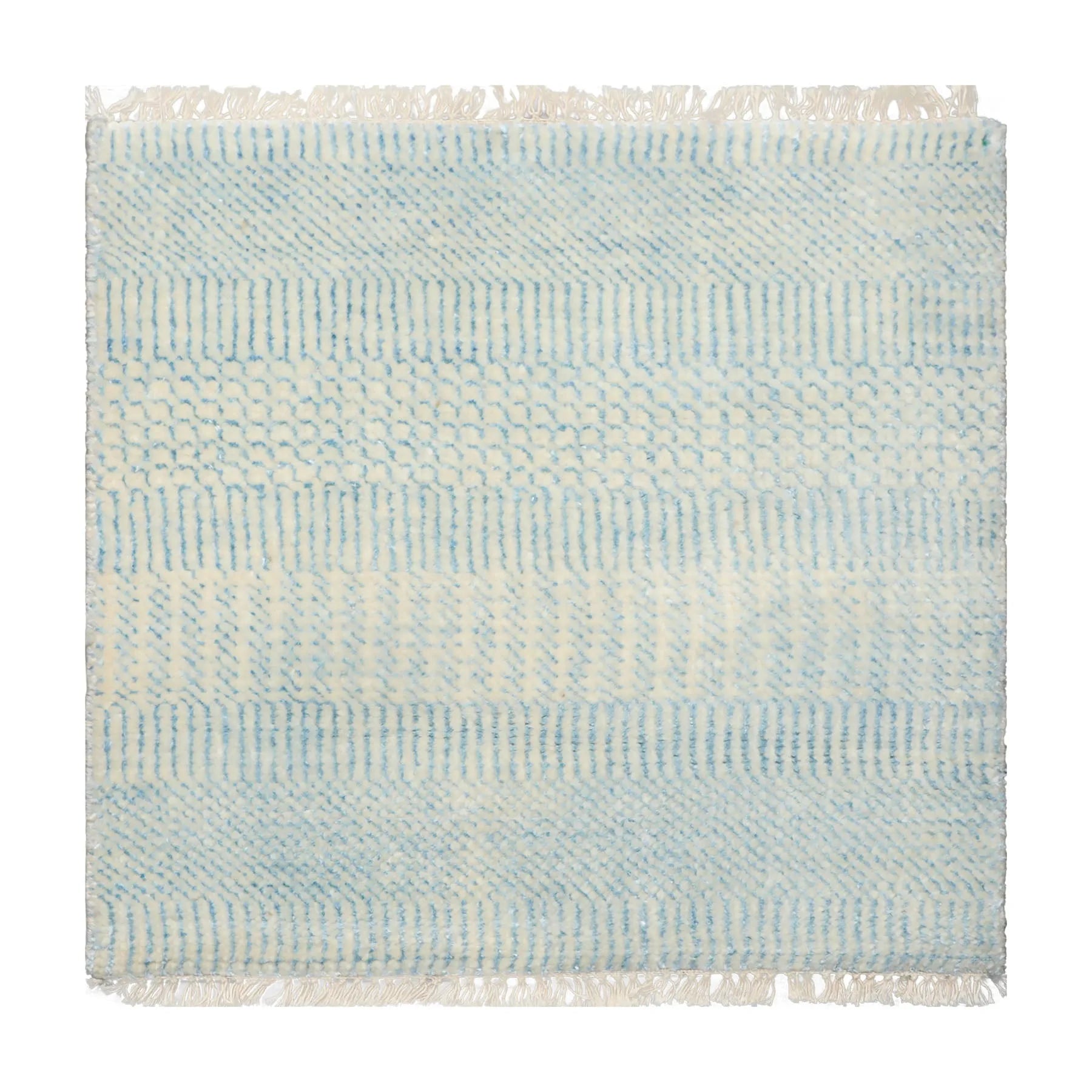 2'x2' Ivory Hand Knotted Tibetan Modern Abstract Wool and Bamboo Silk Oriental Area Rug-0