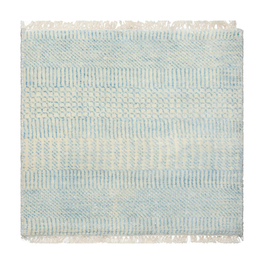 2'x2' Ivory Hand Knotted Tibetan Modern Abstract Wool and Bamboo Silk Oriental Area Rug-0