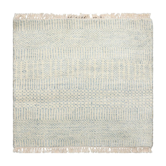 2'x2' Ivory Hand KnottedTibetan Modern  Wool and Bamboo Silk Oriental Area Rug-0
