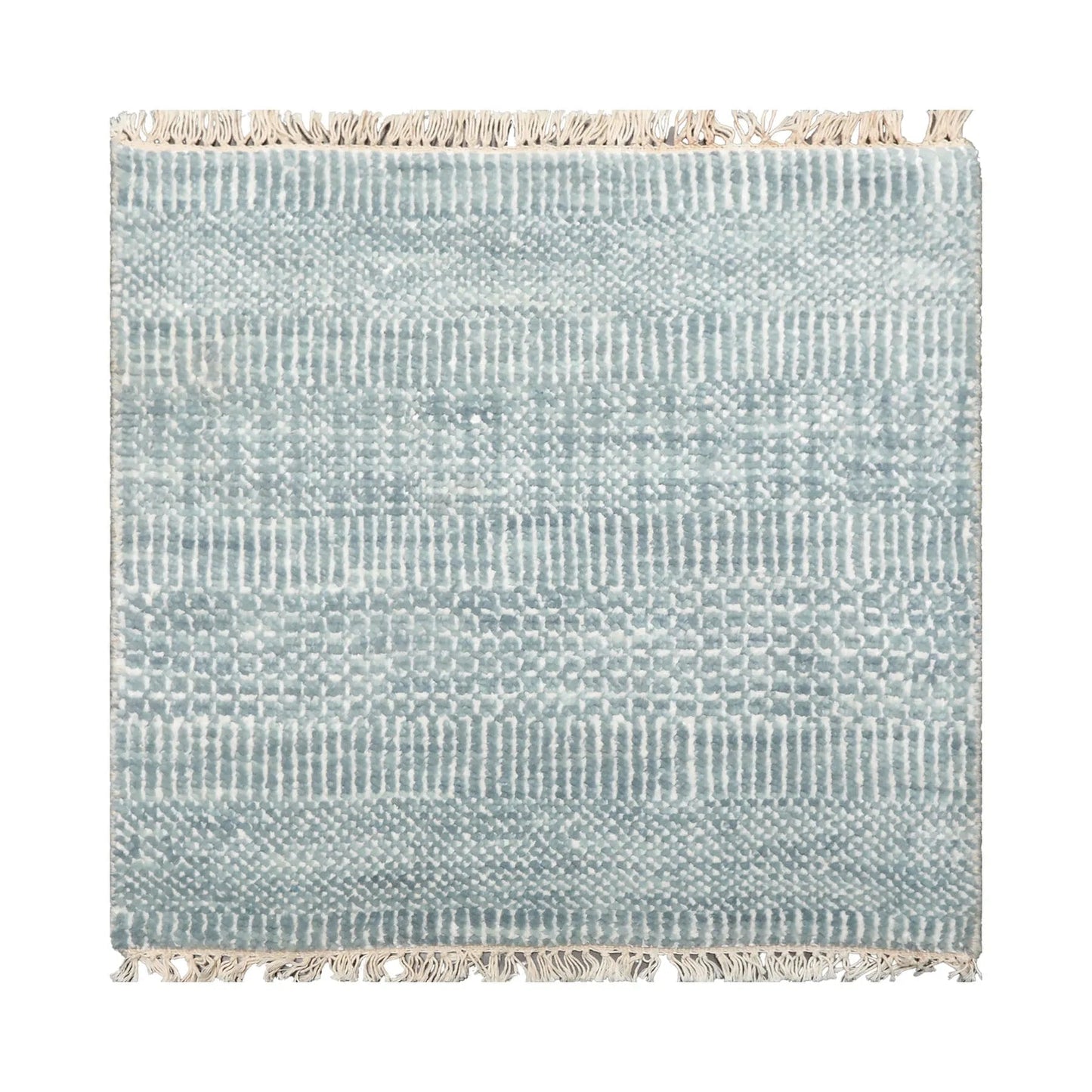 2'x2' Ivory Hand Knotted Tibetan Modern Wool and Bamboo Silk Oriental Area Rug-0