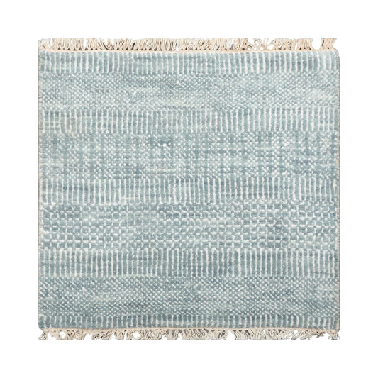 2'x2' Ivory Hand Knotted Tibetan Modern Wool and Bamboo Silk Oriental Area Rug-0