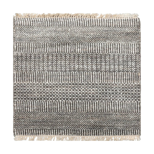 2'x2' Ivory Hand Knotted Tibetan Modern Wool and Bamboo Silk Oriental Area Rug-0