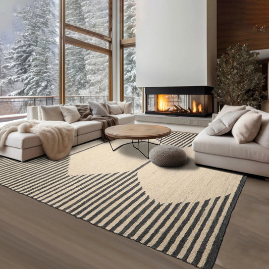 LoomBloom Multi Sizes Oatmeal Hand Woven Flatweave Contemporary Geometric Wool Oriental Area Rug-0