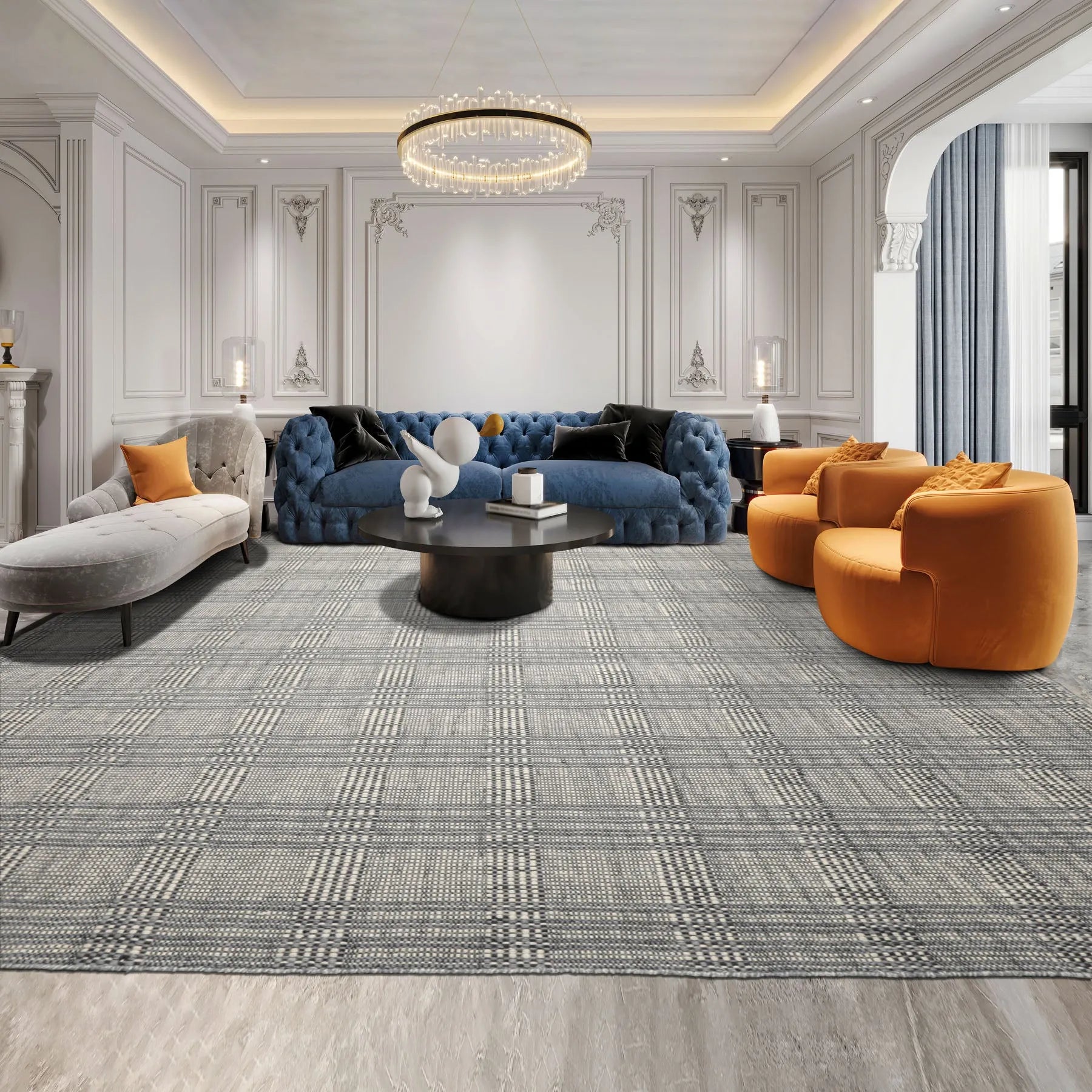 LoomBloom Plaid  Multi Sizes Ivory Hand Woven Flatweave Modern Wool Oriental Area Rug-1