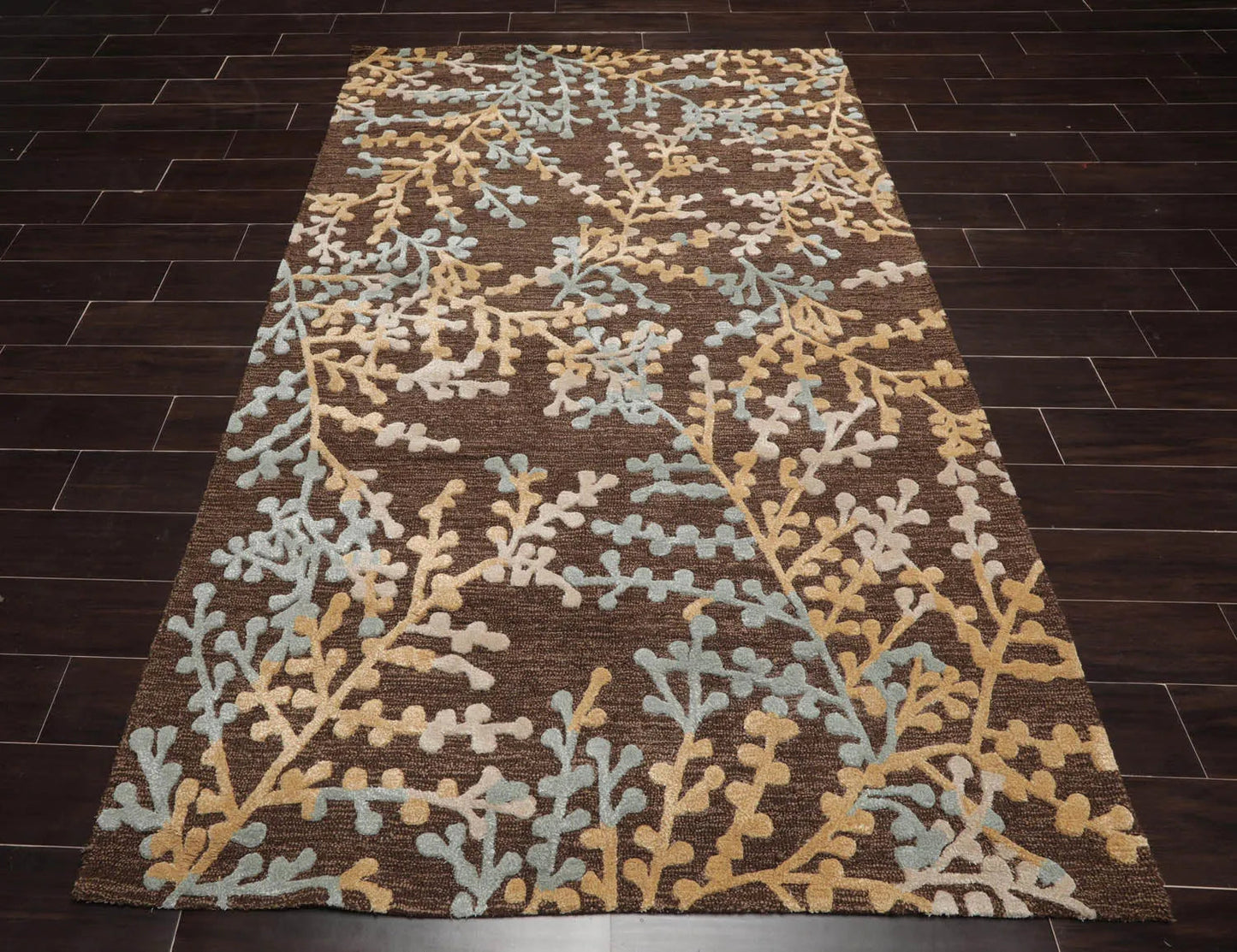 5 x 8 Aqua, Beige Hand Tufted Hand Made Wool and Silk Karastan Traditional Oriental Area Rug-1