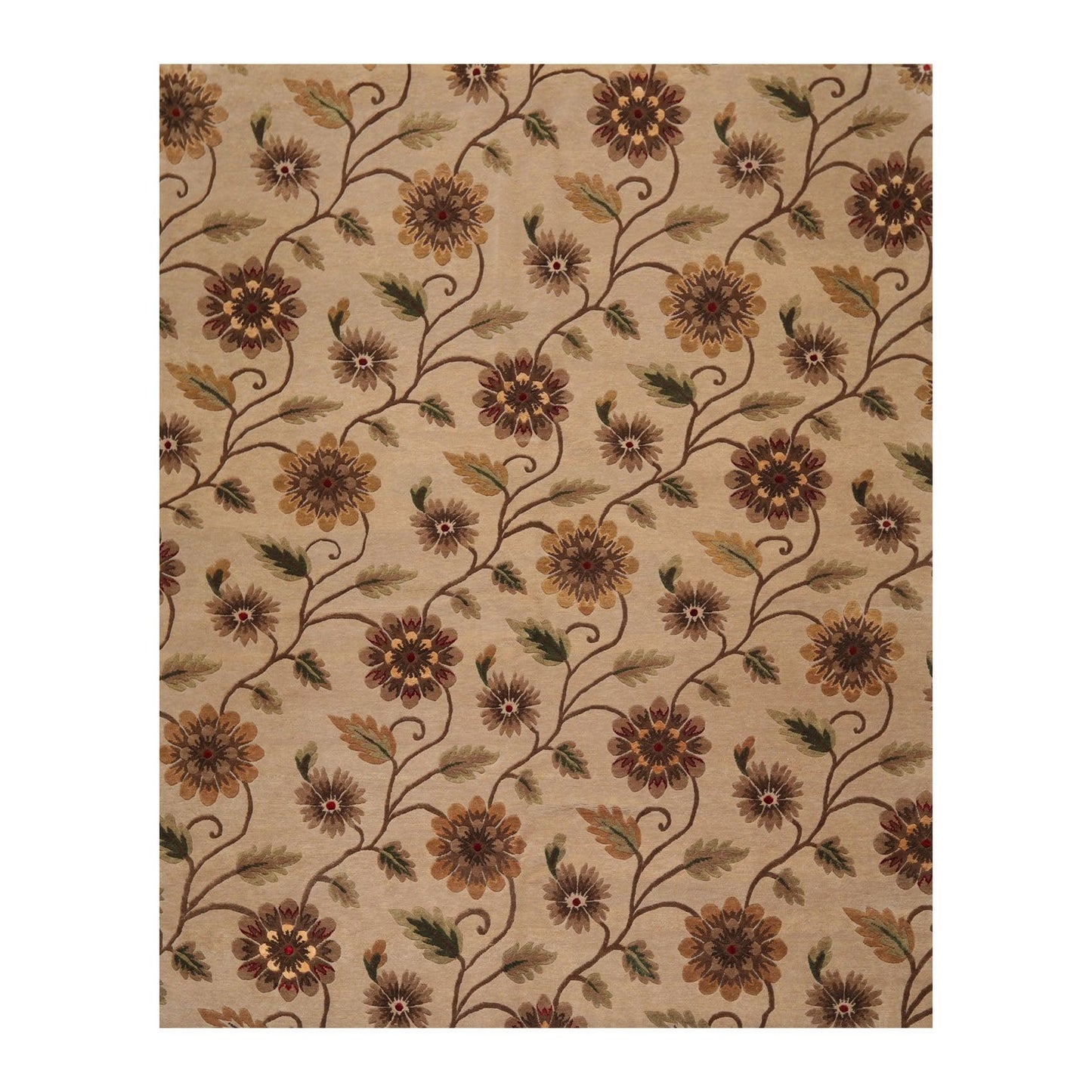 7'10" x 9'11" Hand Knotted Tibetan Wool & Silk Transitional Area Rug Tan-0