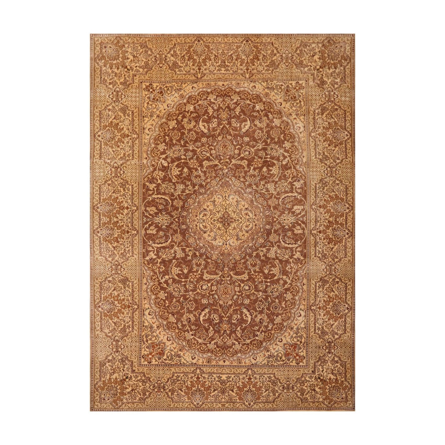 7'11" x 11'11" Hand Knotted Wool & Silk Tabrizz 250 KPSI Area Rug Brown-0