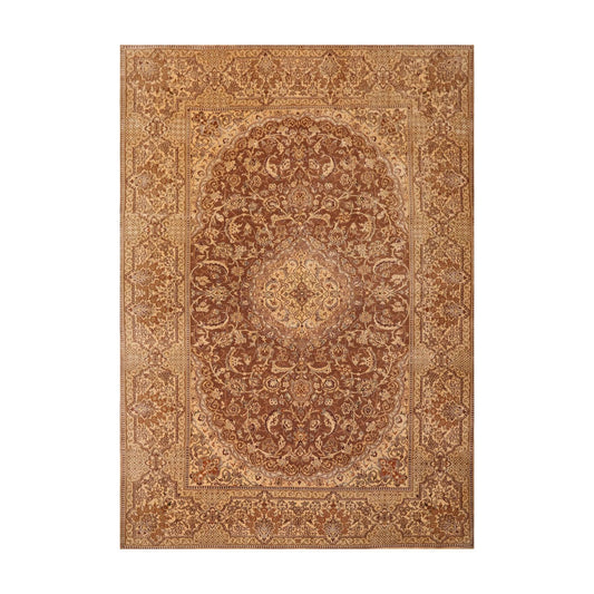 7'11" x 11'11" Hand Knotted Wool & Silk Tabrizz 250 KPSI Area Rug Brown-0