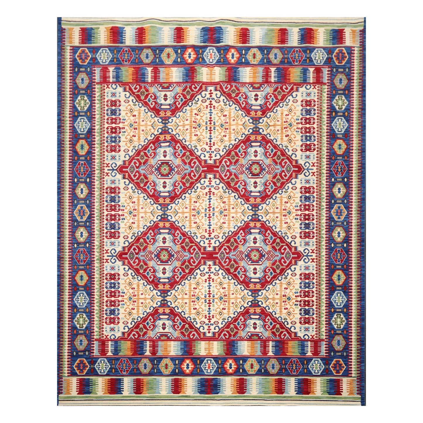 8'1" x 11'4" Traditional 100% Wool Area Rug Ivory Made in USA-0