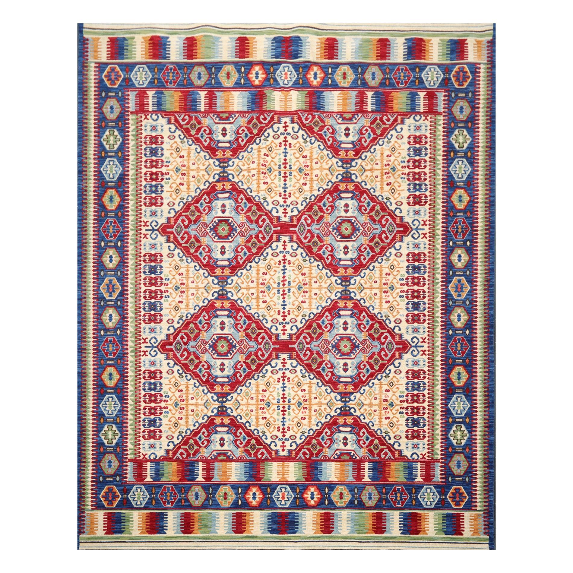 8'1" x 11'4" Traditional 100% Wool Area Rug Ivory Made in USA-0