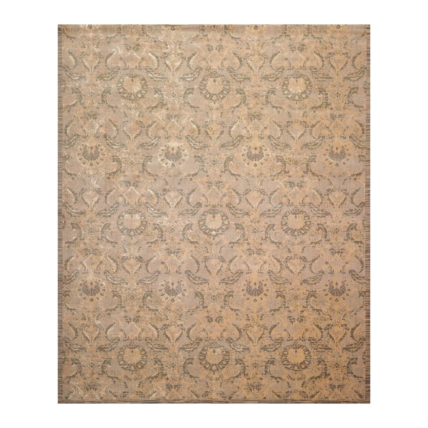 7'8"x9'10" Designer Transitional Wool & Silk Oriental Area Rug Gray-0