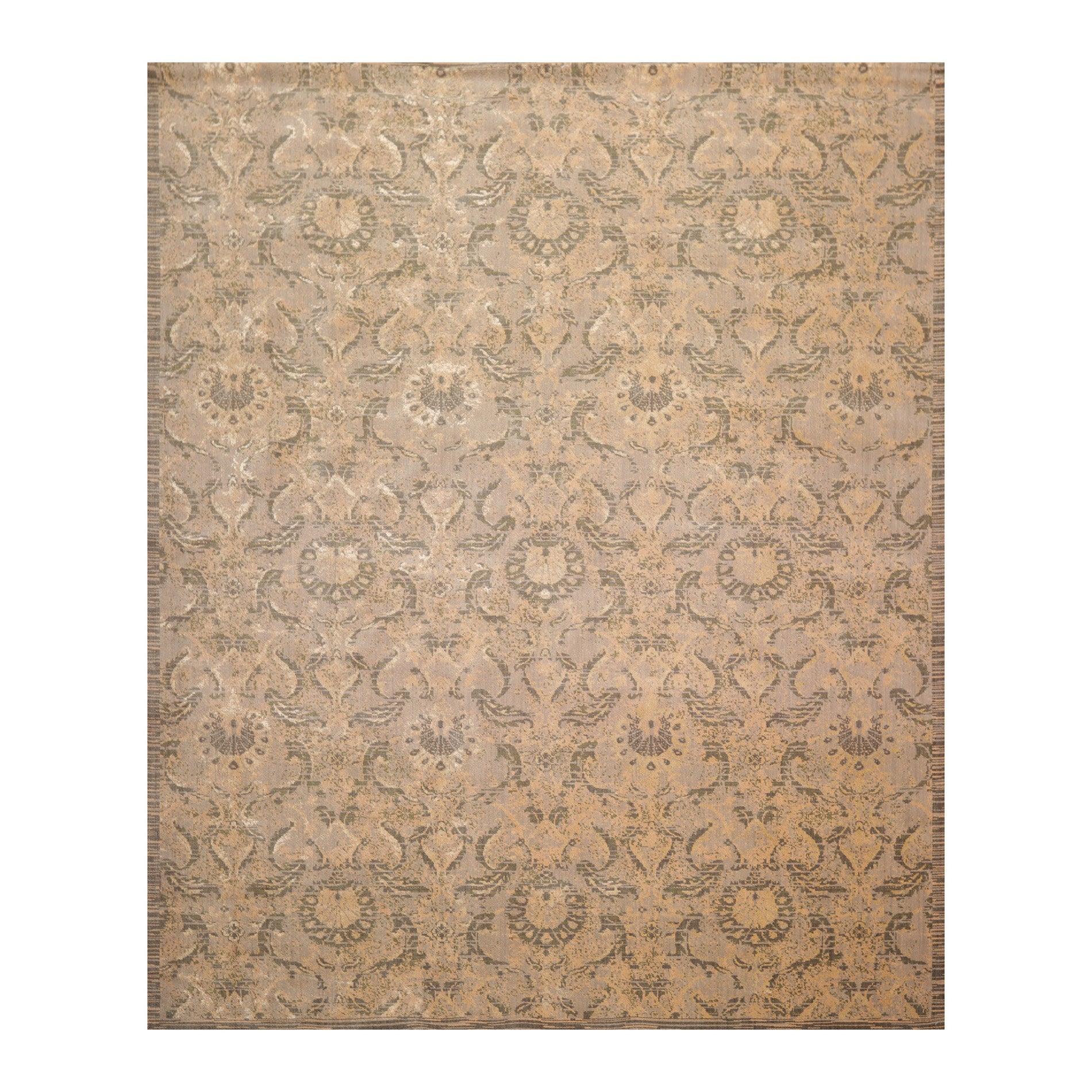 7'8"x9'10" Designer Transitional Wool & Silk Oriental Area Rug Gray-0