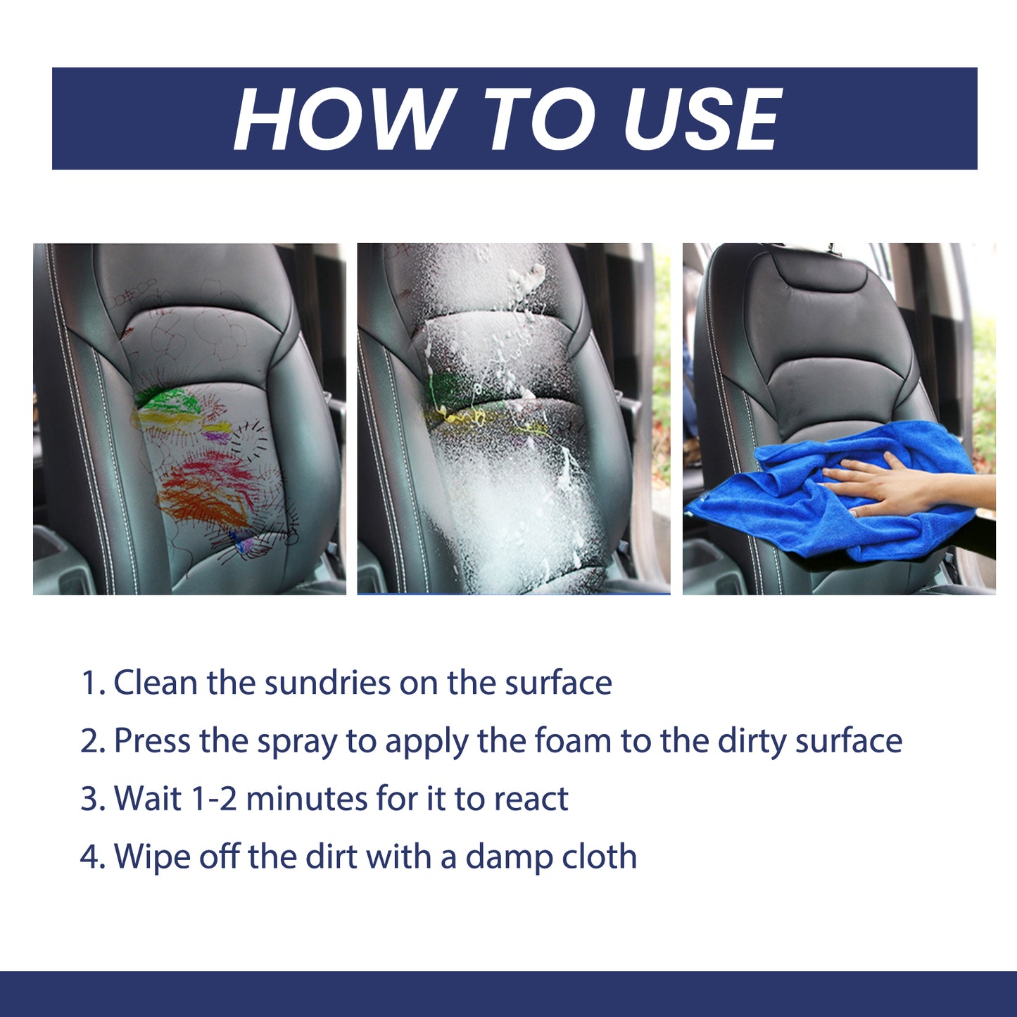 Car Interior Foam Cleaner, Interior Seat Instrument Panel Clean Dust And Polish Maintenance Refurbishing Agent