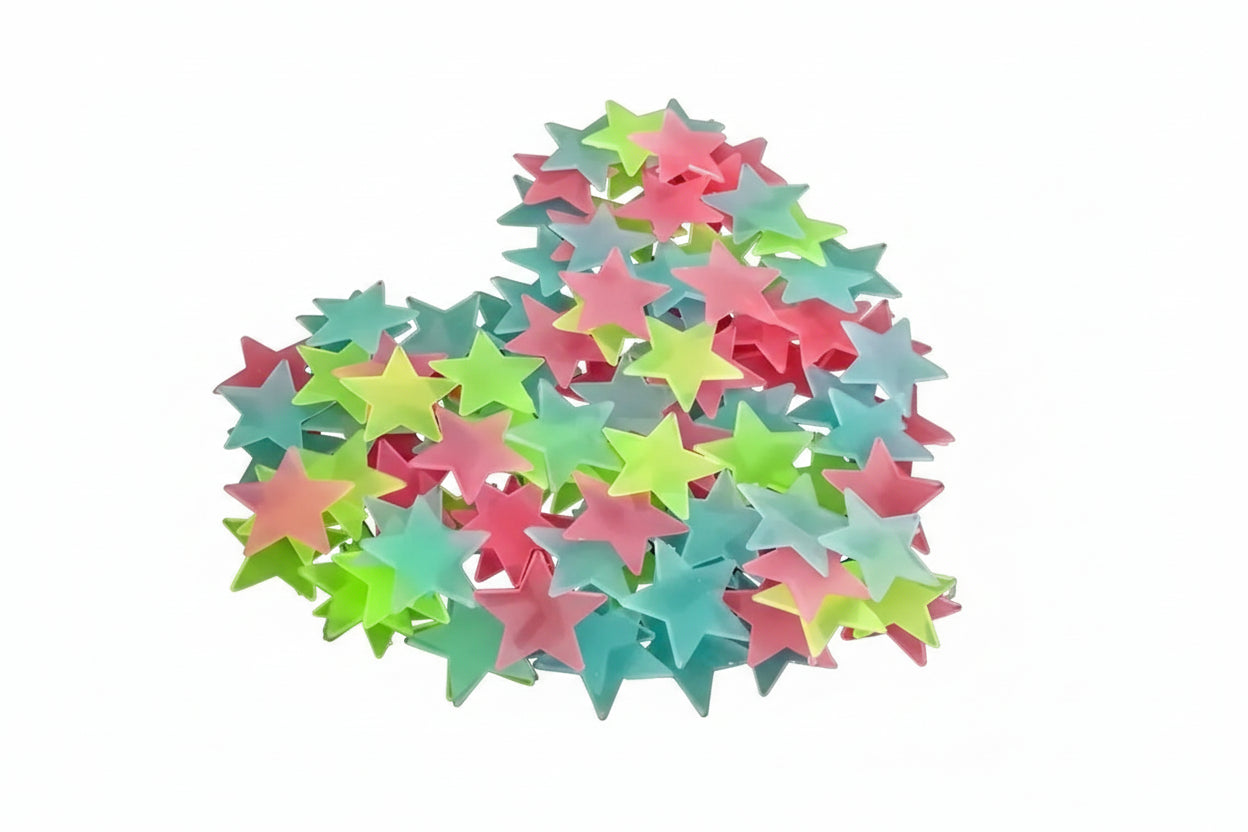 100 Piece Luminous Star Wall Sticker, Suitable for Bedroom, Ceiling, and Wall Decoration, Creating An Exclusive Starry Sky Wall
