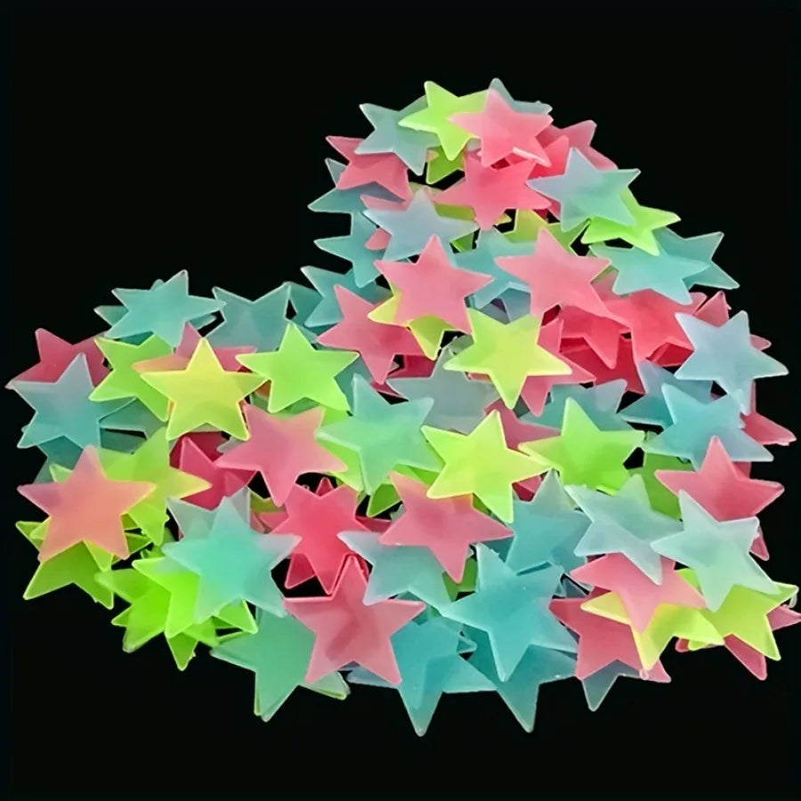 100 Piece Luminous Star Wall Sticker, Suitable for Bedroom, Ceiling, and Wall Decoration, Creating An Exclusive Starry Sky Wall