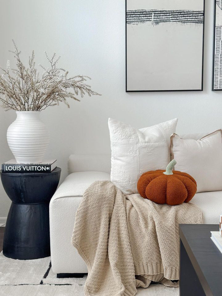 Jumbo Sherpa Orange Pumpkin Pillow-1