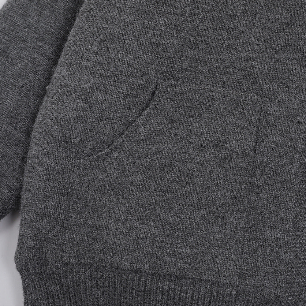 Thick knitted sweater jacket with added velvet