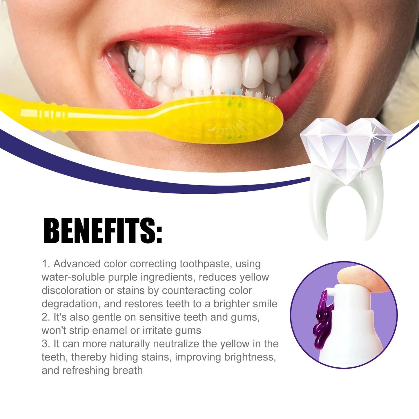 JAYSUING V34 Teeth Whitening Toothpaste Teeth Whitening Clean Stain Removal Tooth Paint Booster Brightness Reduce Yellow