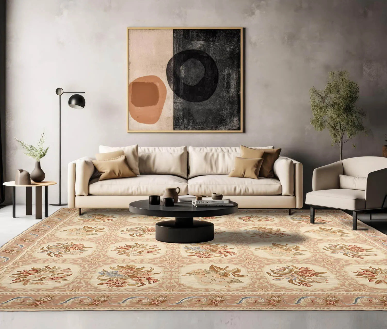 9x12 Aubusson Hand Woven 100% Wool Oriental Area Rug   Beiege-0