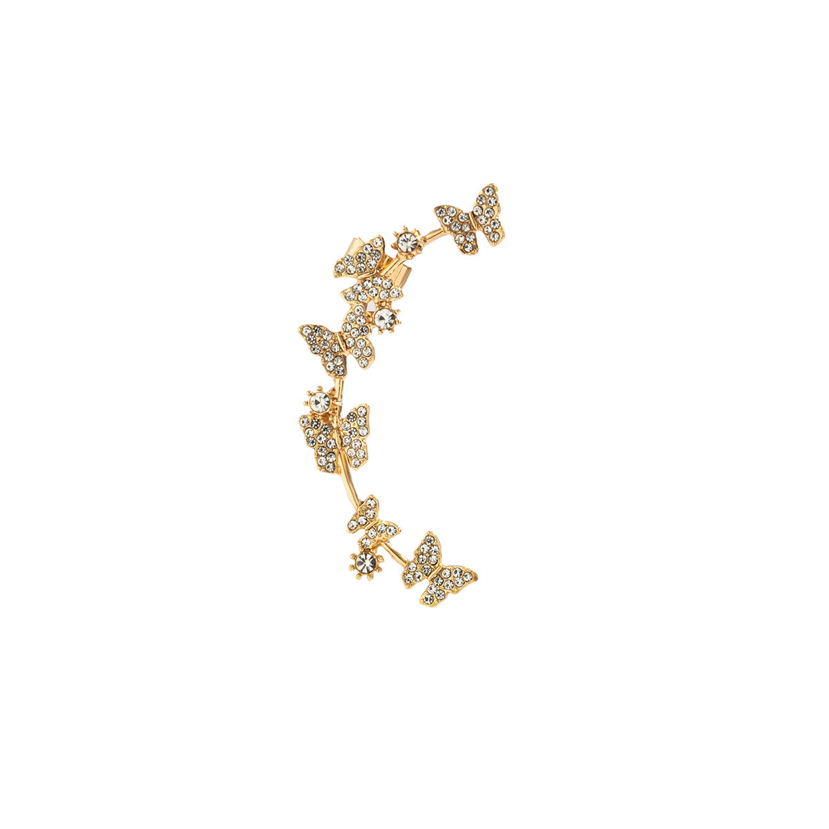 Sweet Forest Water Diamond Butterfly Single Ear Hanging Charm Full Diamond Retro Earnail Earbone Clip