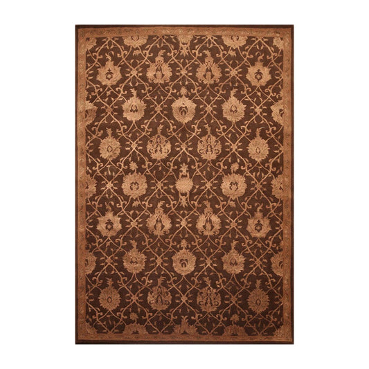 5'6" x 8'6" Handmade Wool & silk Oriental Area Rug Traditional Brown-0