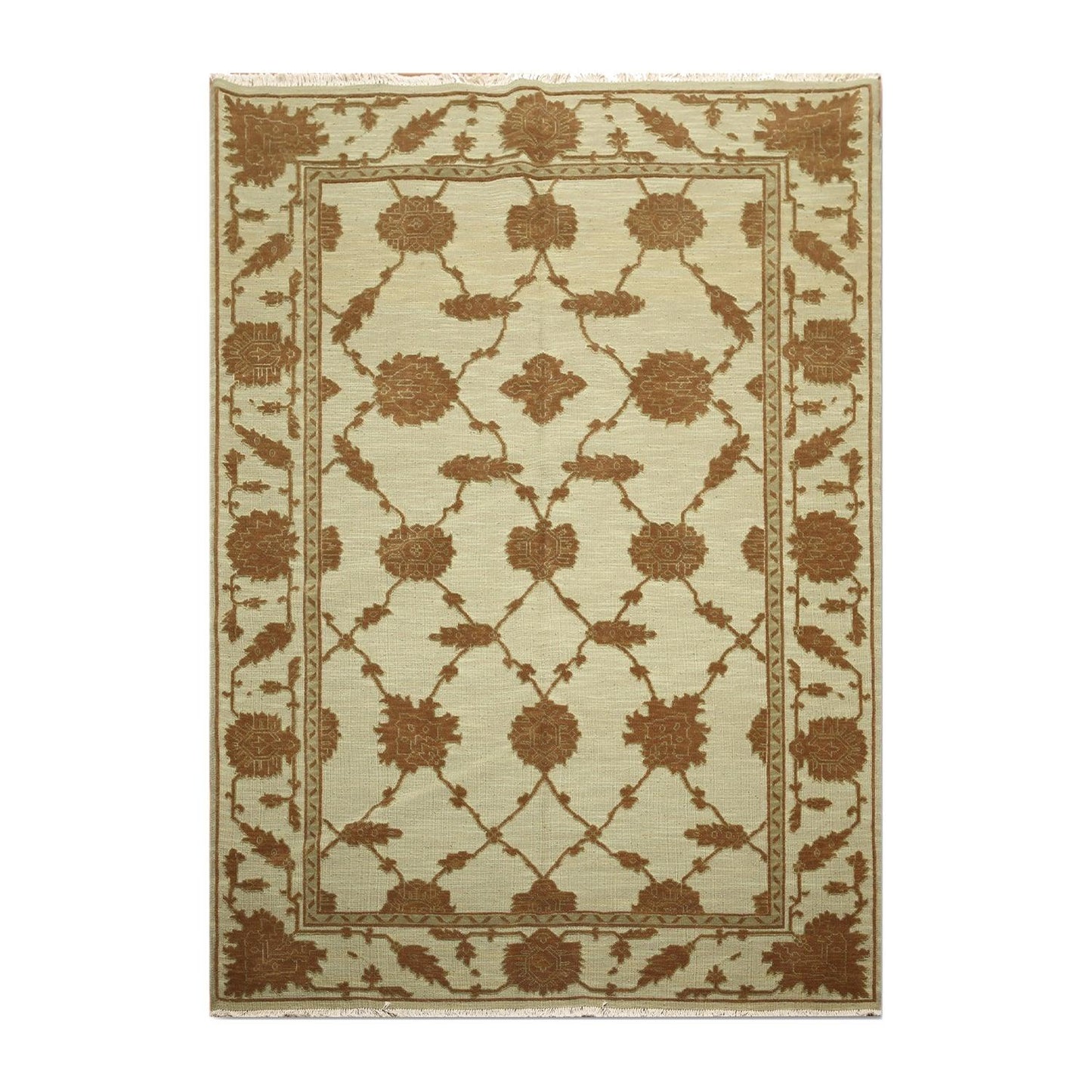 Hand Knotted 100% Wool Traditional Area Rug Green 5'10" x 8'10"-1