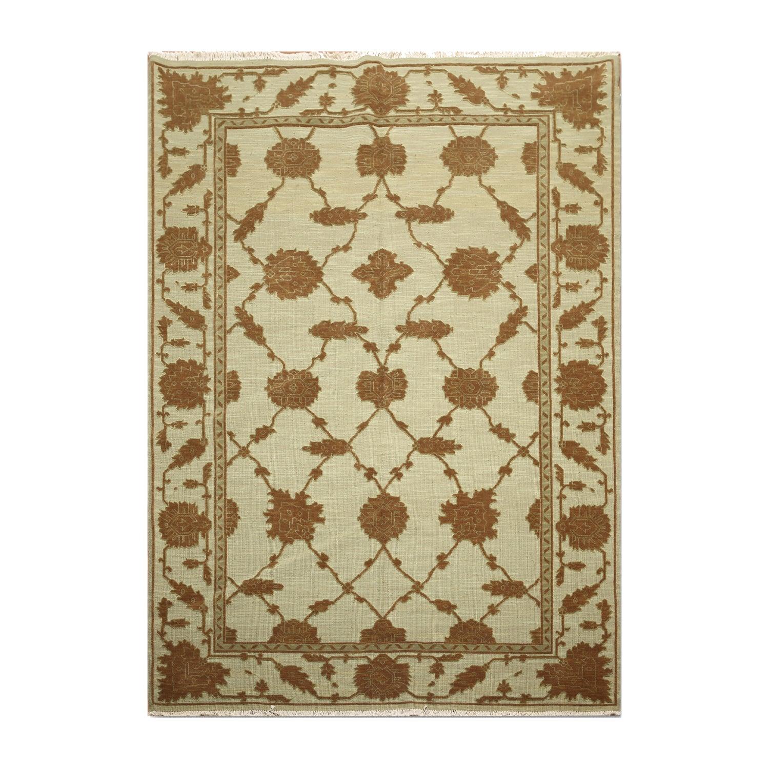 Hand Knotted 100% Wool Traditional Area Rug Green 5'10" x 8'10"-1